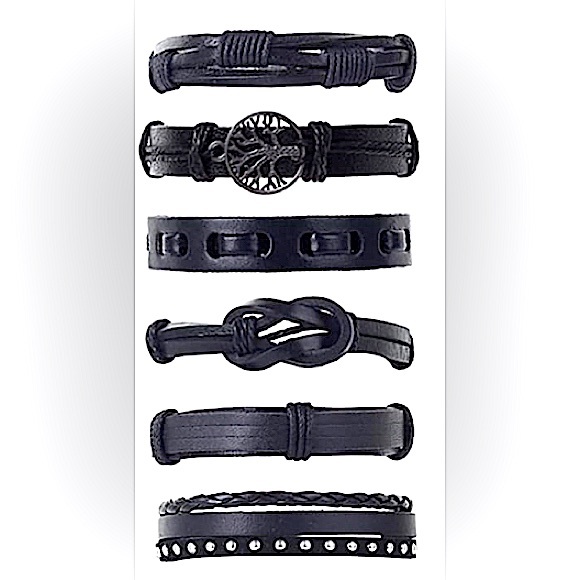CASDAN 6 Pieces Braided Leather Bracelets for Men Woven Cuff Wrap Bracelets. - Picture 1 of 2